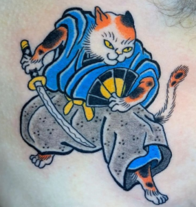 Samuri cat tattoo